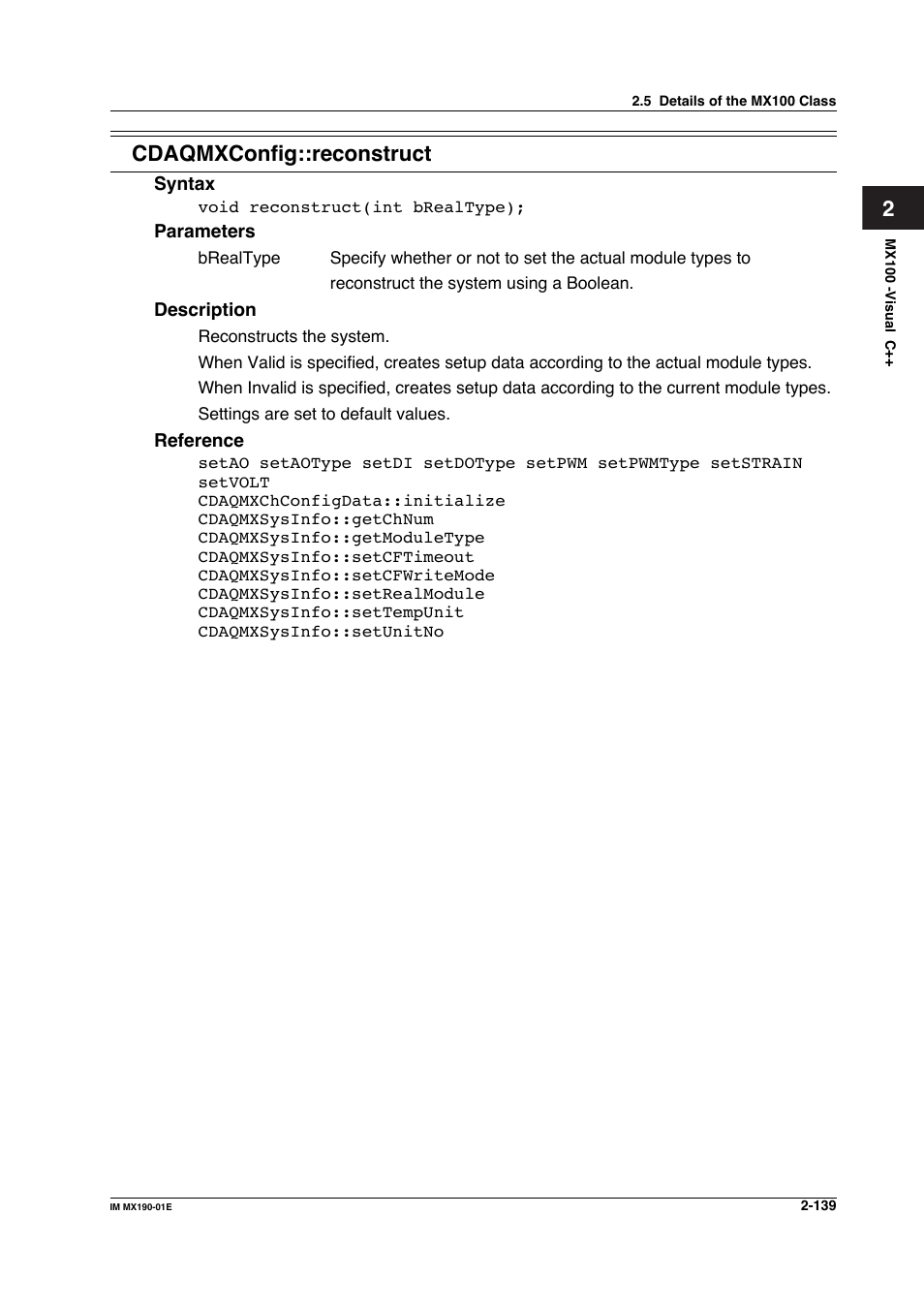 2cdaqmxconfig::reconstruct | Yokogawa PC-Based MX100 User Manual | Page 162 / 1264