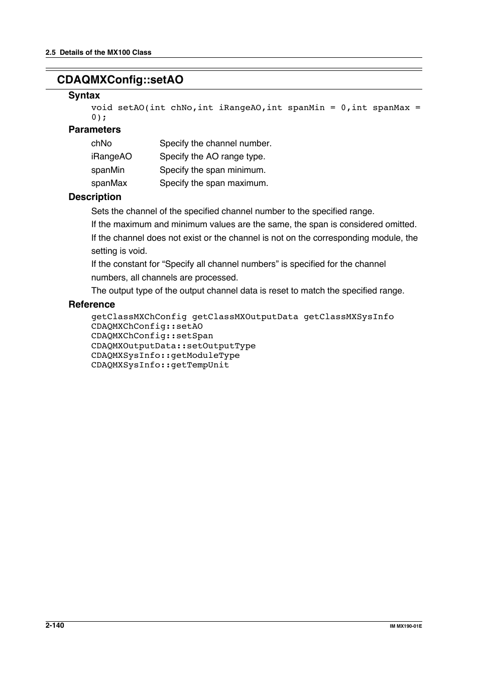 Cdaqmxconfig::setao | Yokogawa PC-Based MX100 User Manual | Page 163 / 1264