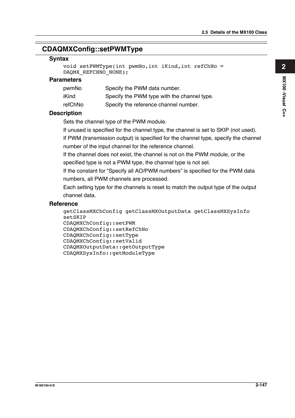 2cdaqmxconfig::setpwmtype | Yokogawa PC-Based MX100 User Manual | Page 170 / 1264