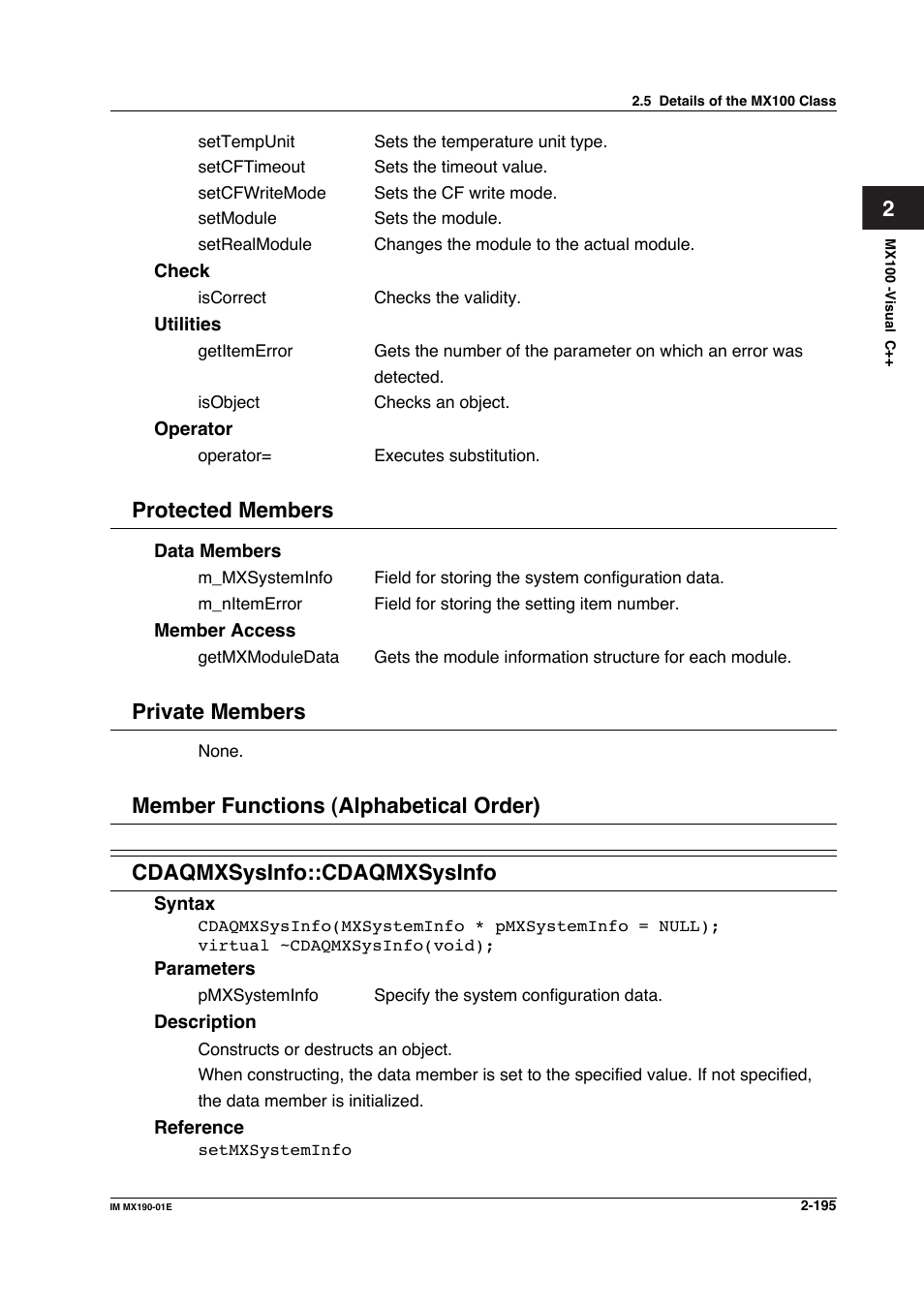 Protected members, Private members | Yokogawa PC-Based MX100 User Manual | Page 218 / 1264