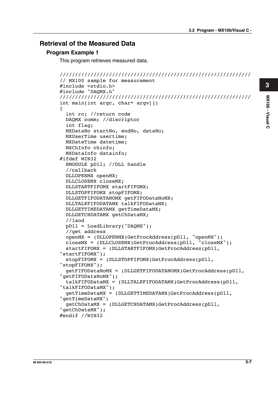 3retrieval of the measured data | Yokogawa PC-Based MX100 User Manual | Page 242 / 1264
