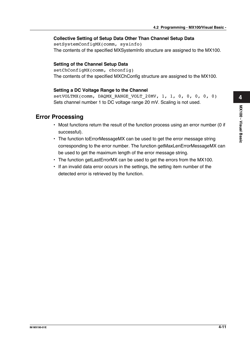 Error processing | Yokogawa PC-Based MX100 User Manual | Page 258 / 1264
