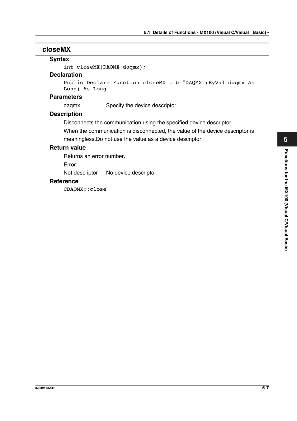 Closemx | Yokogawa PC-Based MX100 User Manual | Page 265 / 1264