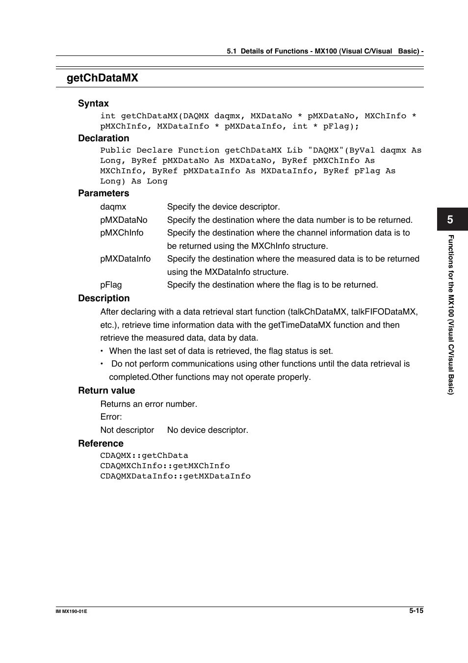 Getchdatamx | Yokogawa PC-Based MX100 User Manual | Page 273 / 1264