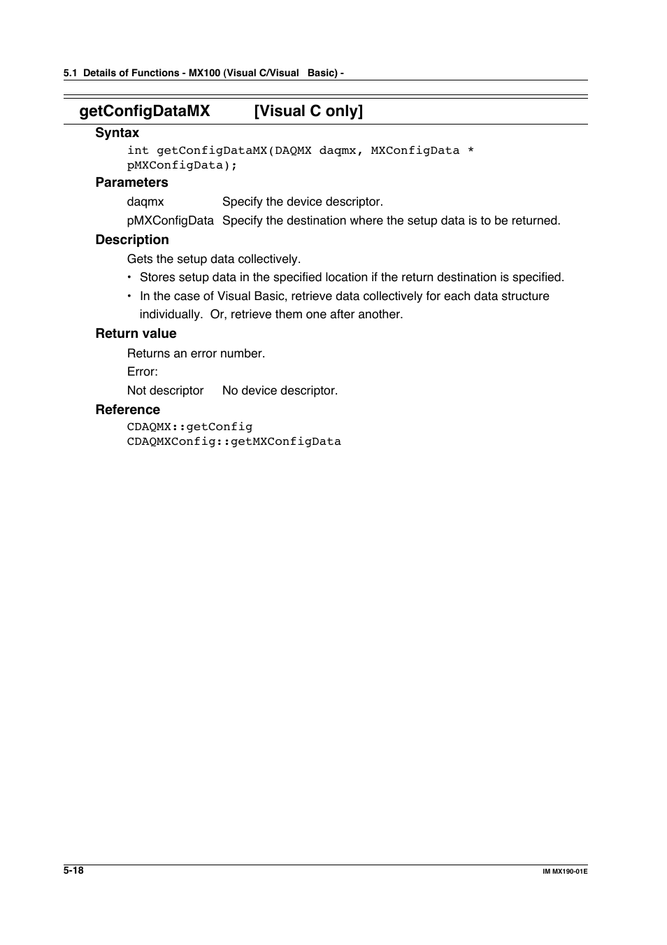 Getconfigdatamx [visual c only | Yokogawa PC-Based MX100 User Manual | Page 276 / 1264