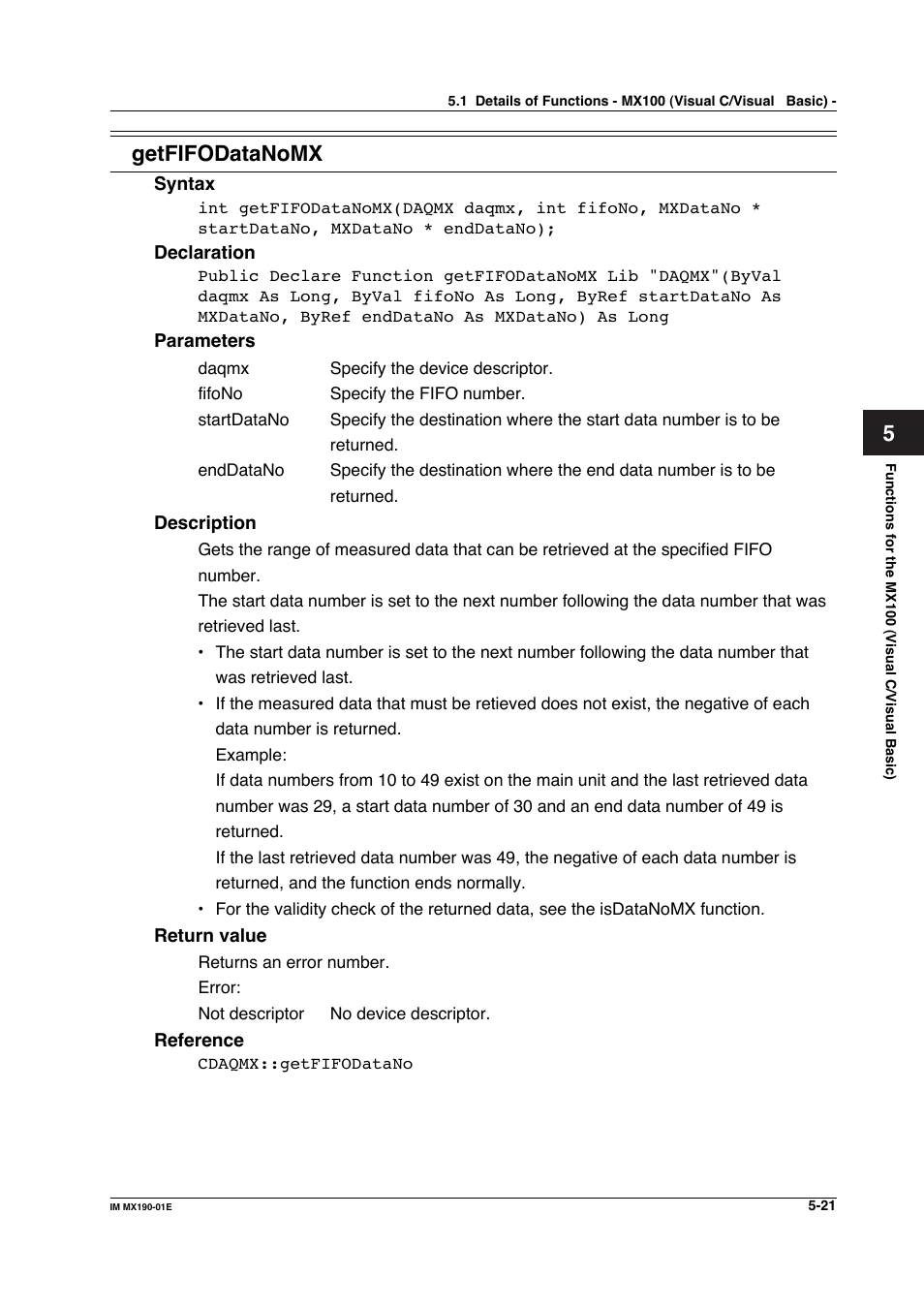 Getfifodatanomx | Yokogawa PC-Based MX100 User Manual | Page 279 / 1264