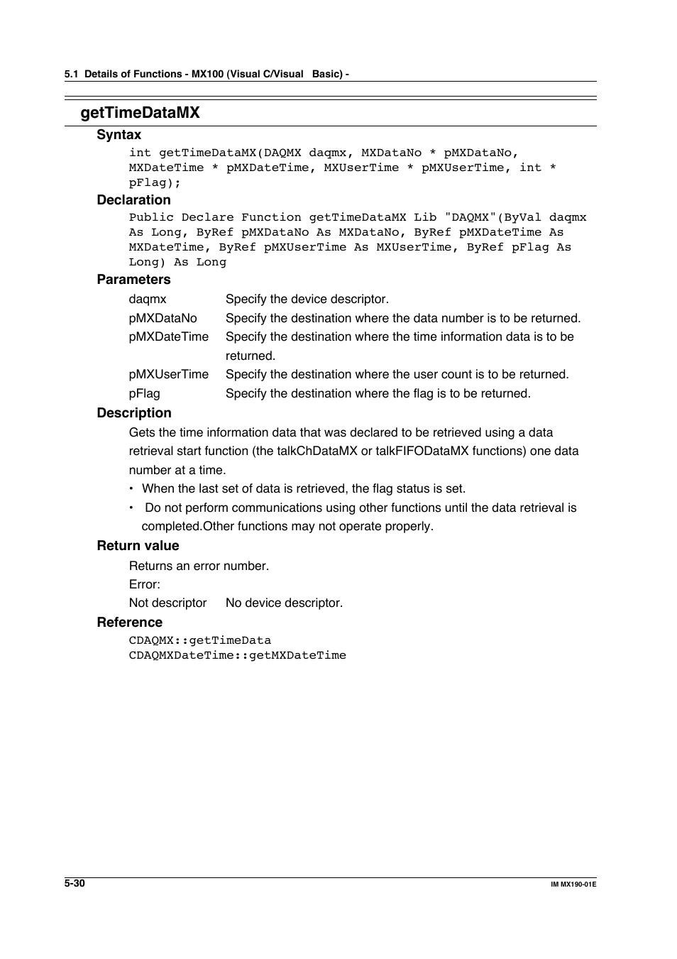 Gettimedatamx | Yokogawa PC-Based MX100 User Manual | Page 288 / 1264