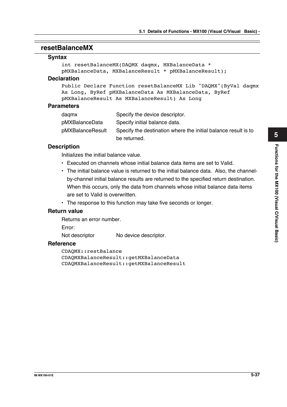 Resetbalancemx | Yokogawa PC-Based MX100 User Manual | Page 295 / 1264