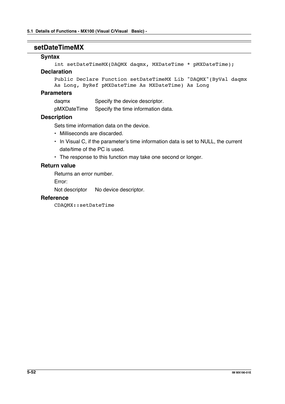 Setdatetimemx | Yokogawa PC-Based MX100 User Manual | Page 310 / 1264