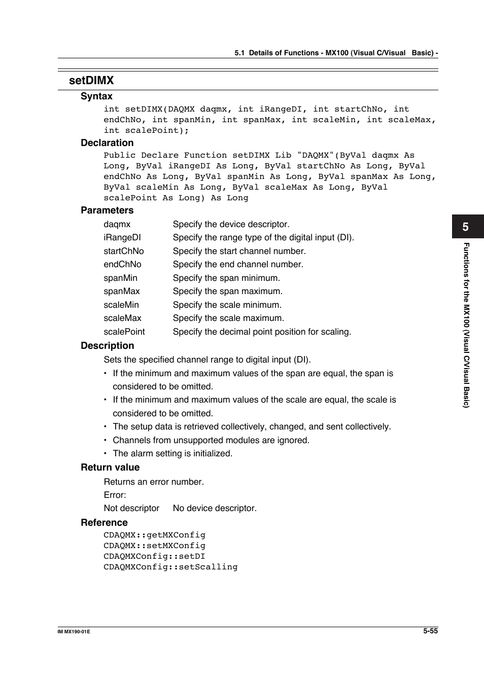 Setdimx | Yokogawa PC-Based MX100 User Manual | Page 313 / 1264