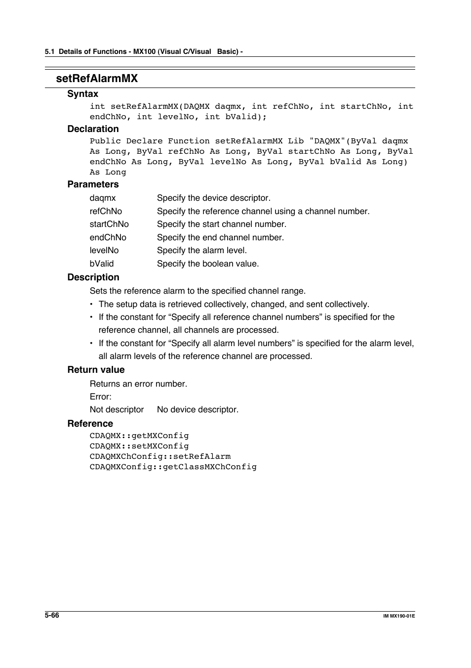 Setrefalarmmx | Yokogawa PC-Based MX100 User Manual | Page 324 / 1264