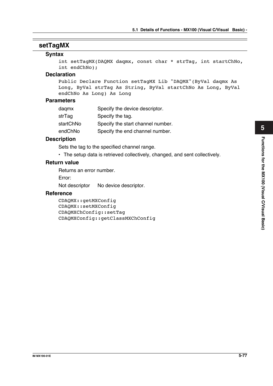 Settagmx | Yokogawa PC-Based MX100 User Manual | Page 335 / 1264