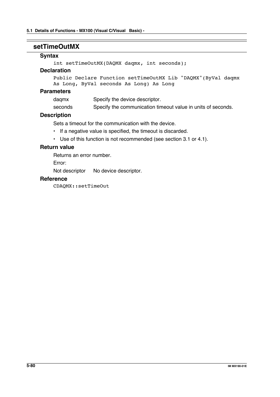Settimeoutmx | Yokogawa PC-Based MX100 User Manual | Page 338 / 1264