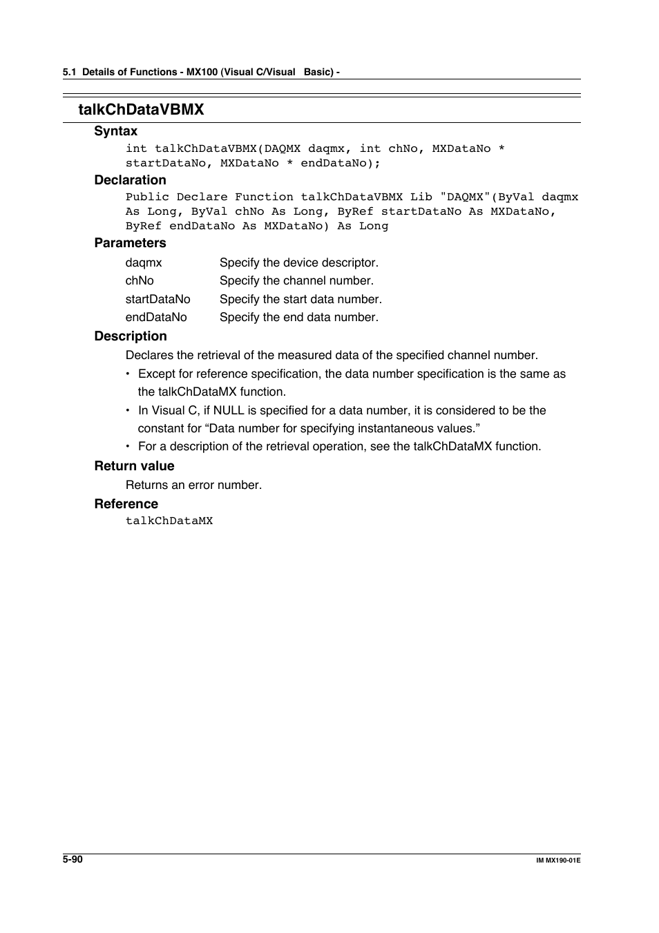 Talkchdatavbmx | Yokogawa PC-Based MX100 User Manual | Page 348 / 1264