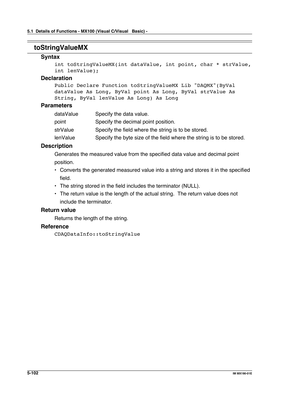 Tostringvaluemx | Yokogawa PC-Based MX100 User Manual | Page 360 / 1264