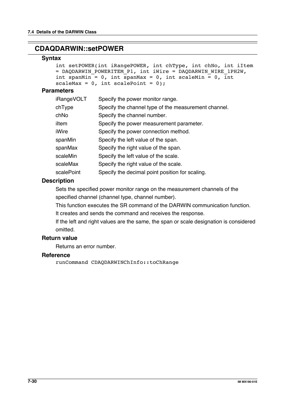 Cdaqdarwin::setpower | Yokogawa PC-Based MX100 User Manual | Page 428 / 1264