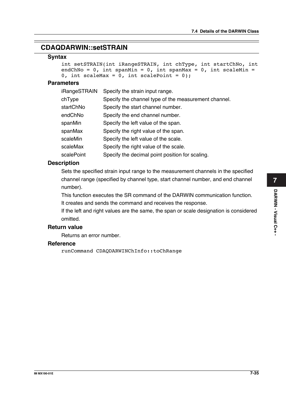7cdaqdarwin::setstrain | Yokogawa PC-Based MX100 User Manual | Page 433 / 1264