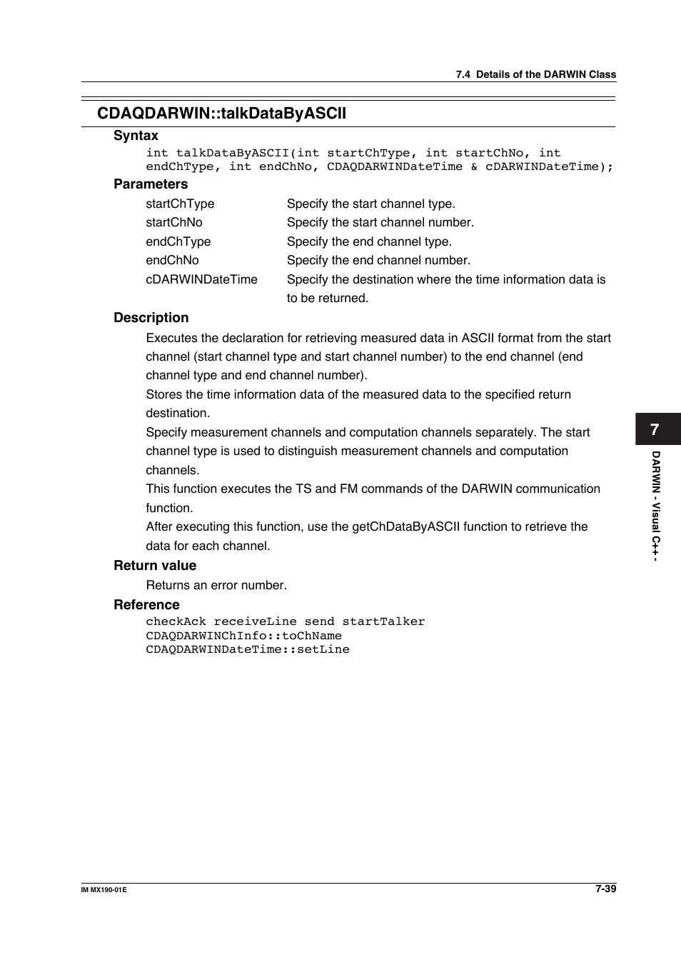 7cdaqdarwin::talkdatabyascii | Yokogawa PC-Based MX100 User Manual | Page 437 / 1264