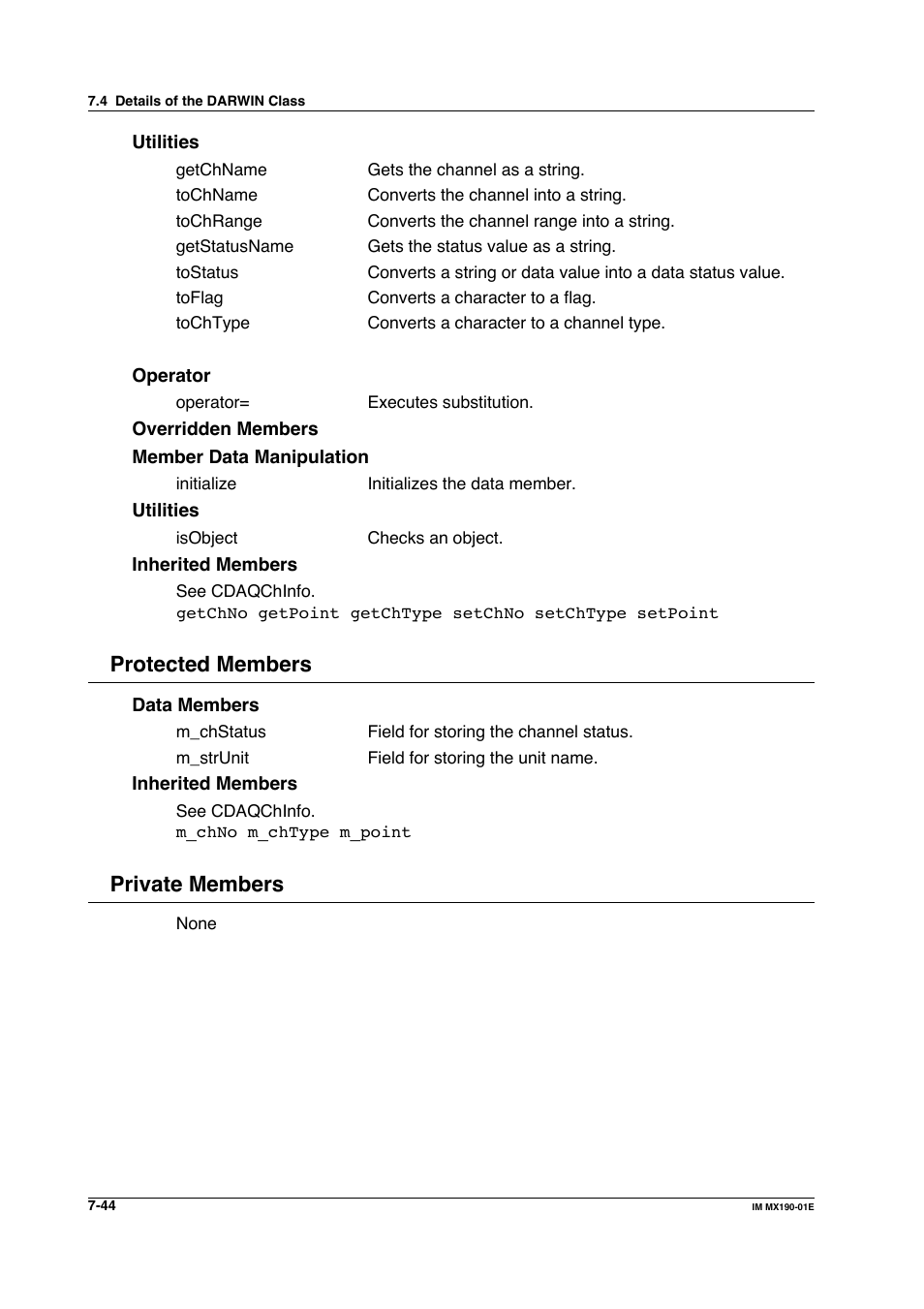 Protected members, Private members | Yokogawa PC-Based MX100 User Manual | Page 442 / 1264