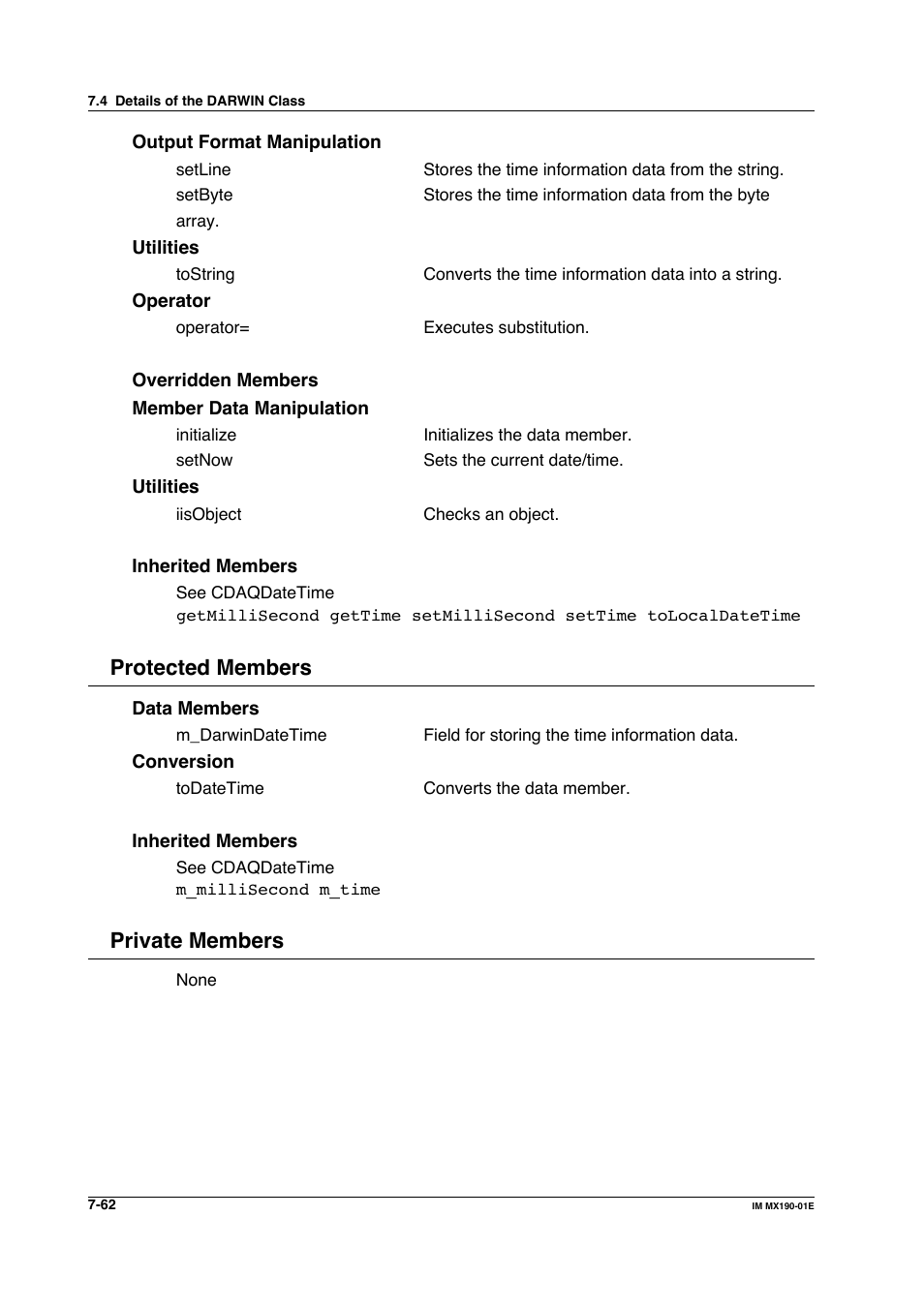 Protected members, Private members | Yokogawa PC-Based MX100 User Manual | Page 460 / 1264