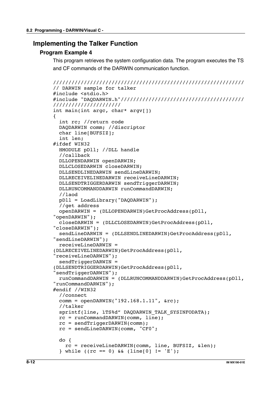 Implementing the talker function | Yokogawa PC-Based MX100 User Manual | Page 486 / 1264