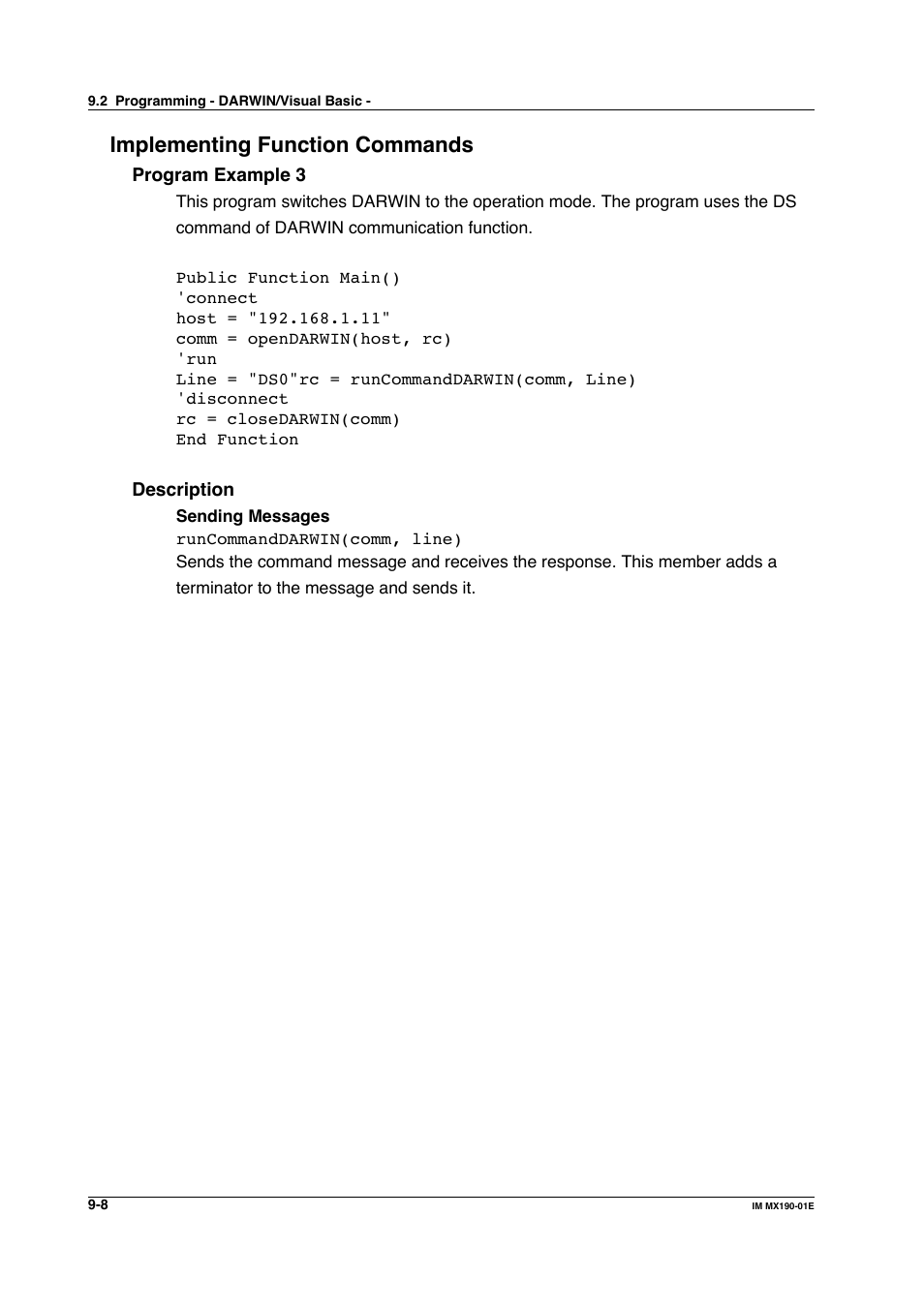 Implementing function commands | Yokogawa PC-Based MX100 User Manual | Page 496 / 1264