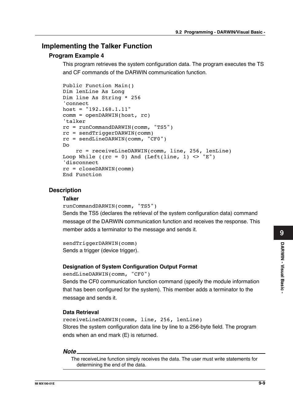 9implementing the talker function | Yokogawa PC-Based MX100 User Manual | Page 497 / 1264