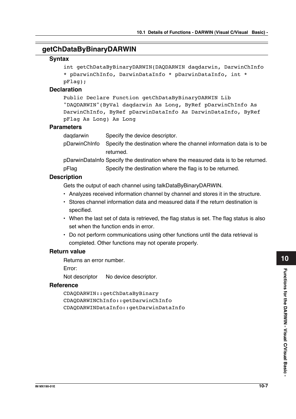 10 getchdatabybinarydarwin | Yokogawa PC-Based MX100 User Manual | Page 505 / 1264