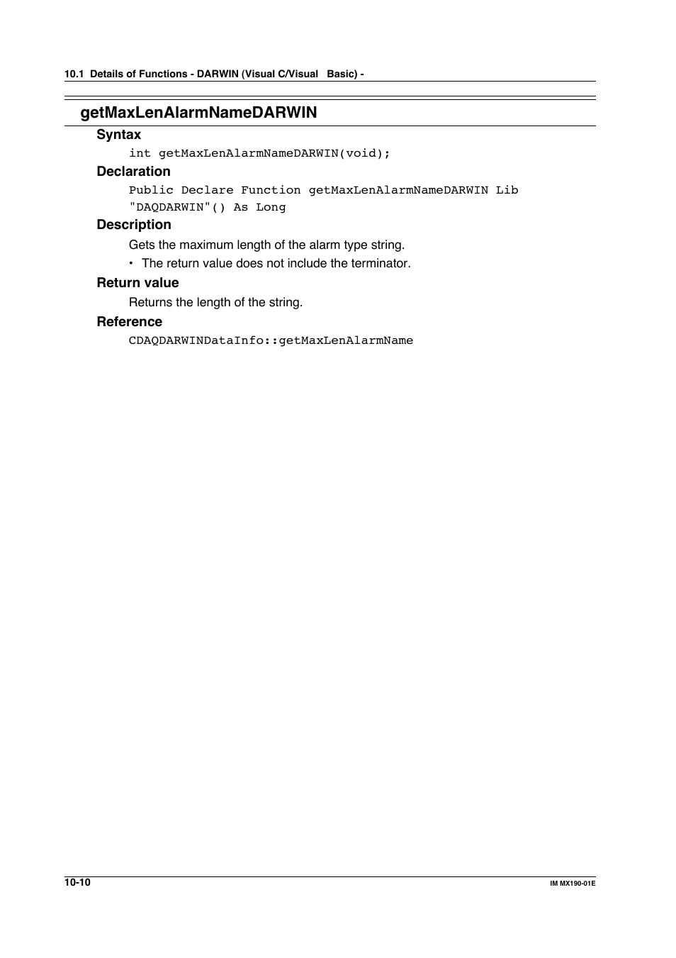 Getmaxlenalarmnamedarwin | Yokogawa PC-Based MX100 User Manual | Page 508 / 1264