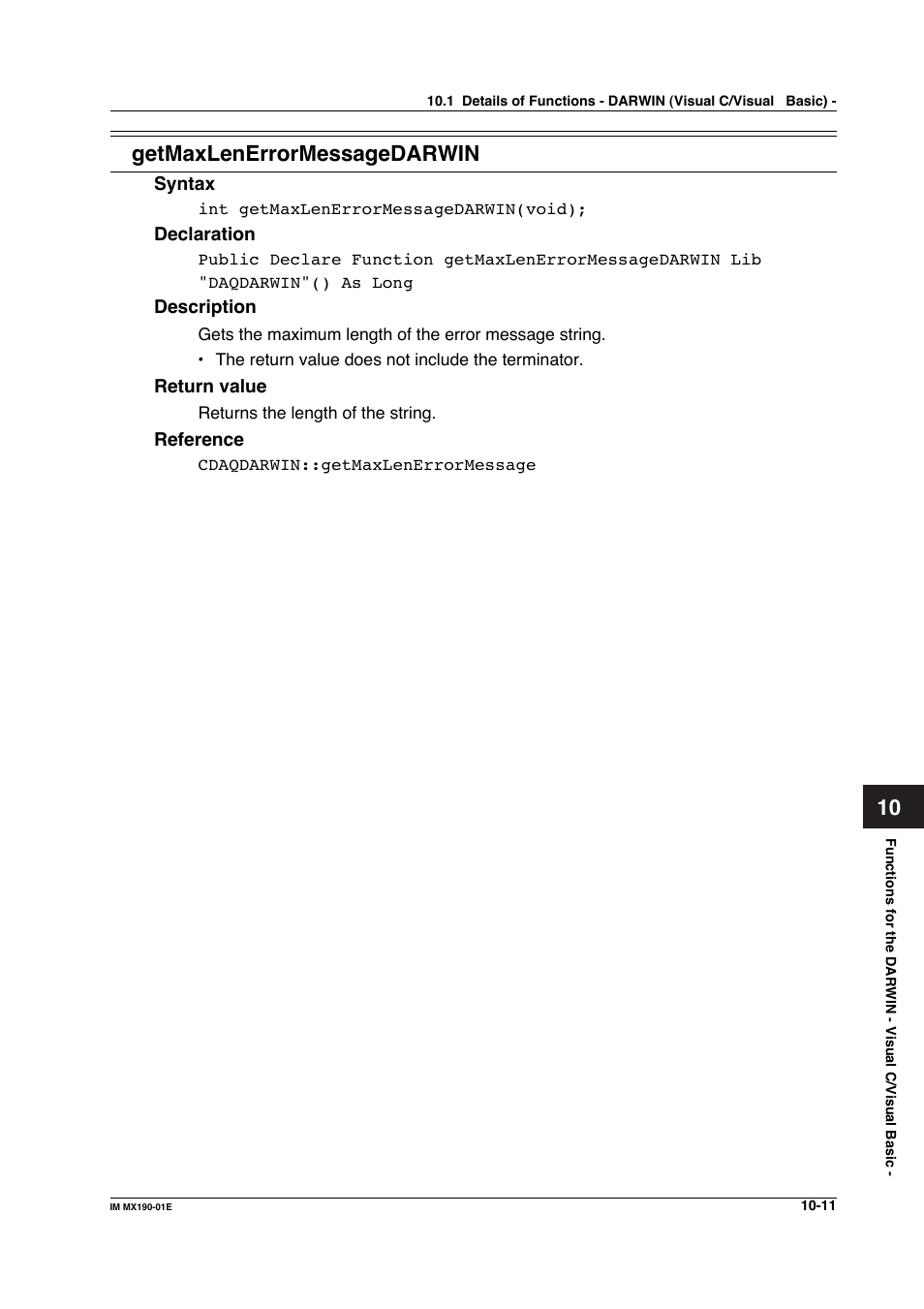 10 getmaxlenerrormessagedarwin | Yokogawa PC-Based MX100 User Manual | Page 509 / 1264