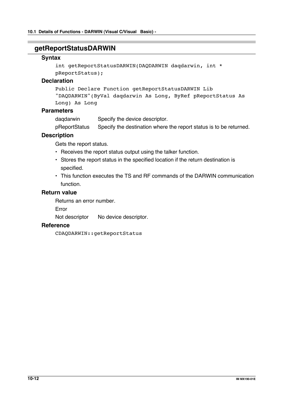 Getreportstatusdarwin | Yokogawa PC-Based MX100 User Manual | Page 510 / 1264