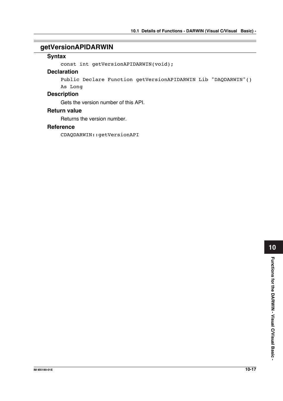 10 getversionapidarwin | Yokogawa PC-Based MX100 User Manual | Page 515 / 1264