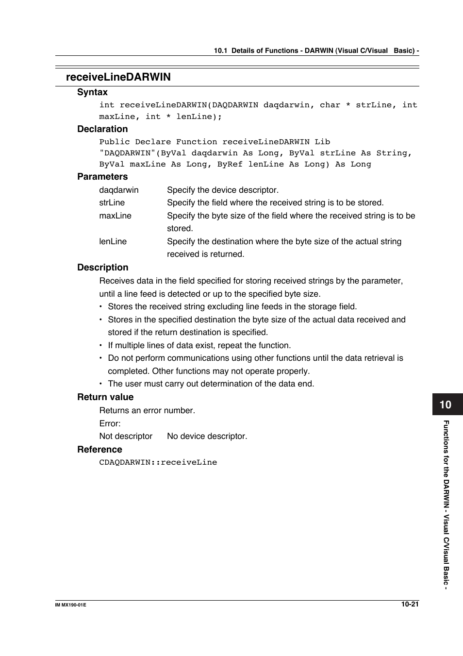 10 receivelinedarwin | Yokogawa PC-Based MX100 User Manual | Page 519 / 1264