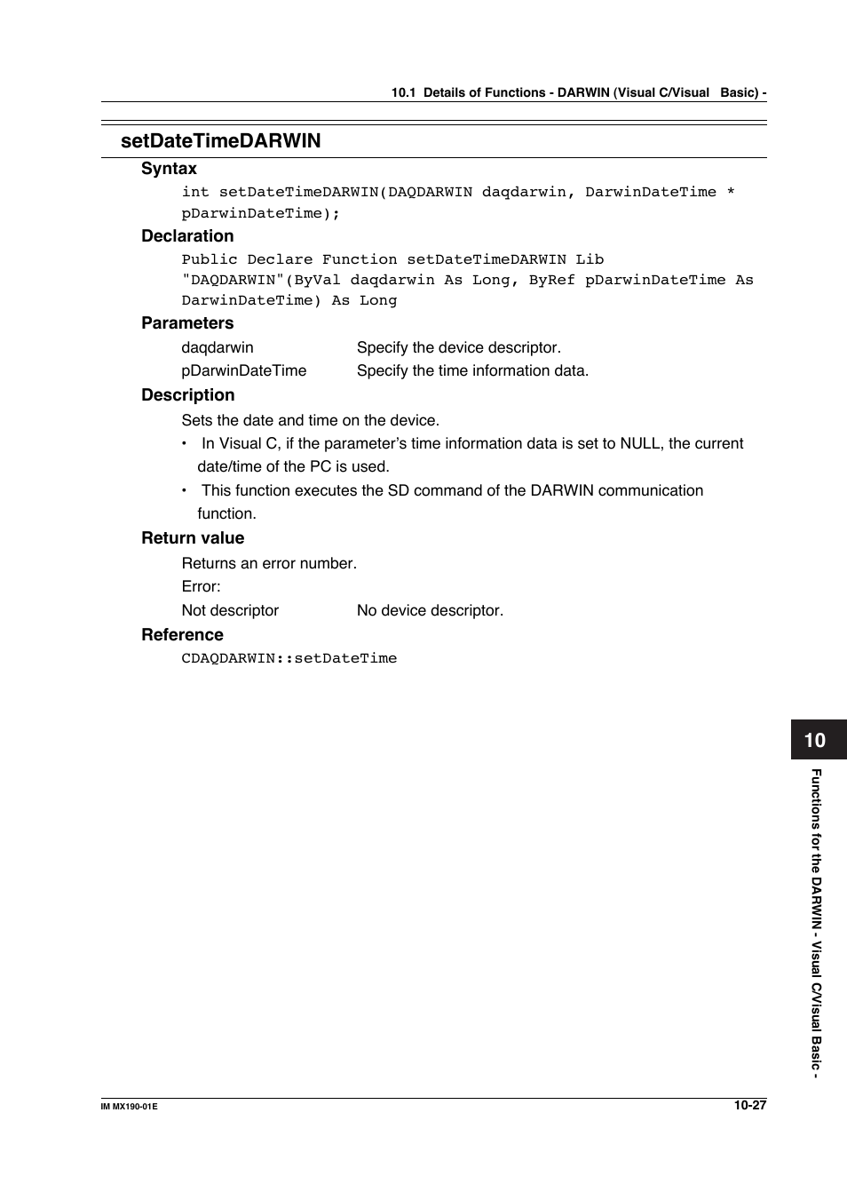 10 setdatetimedarwin | Yokogawa PC-Based MX100 User Manual | Page 525 / 1264
