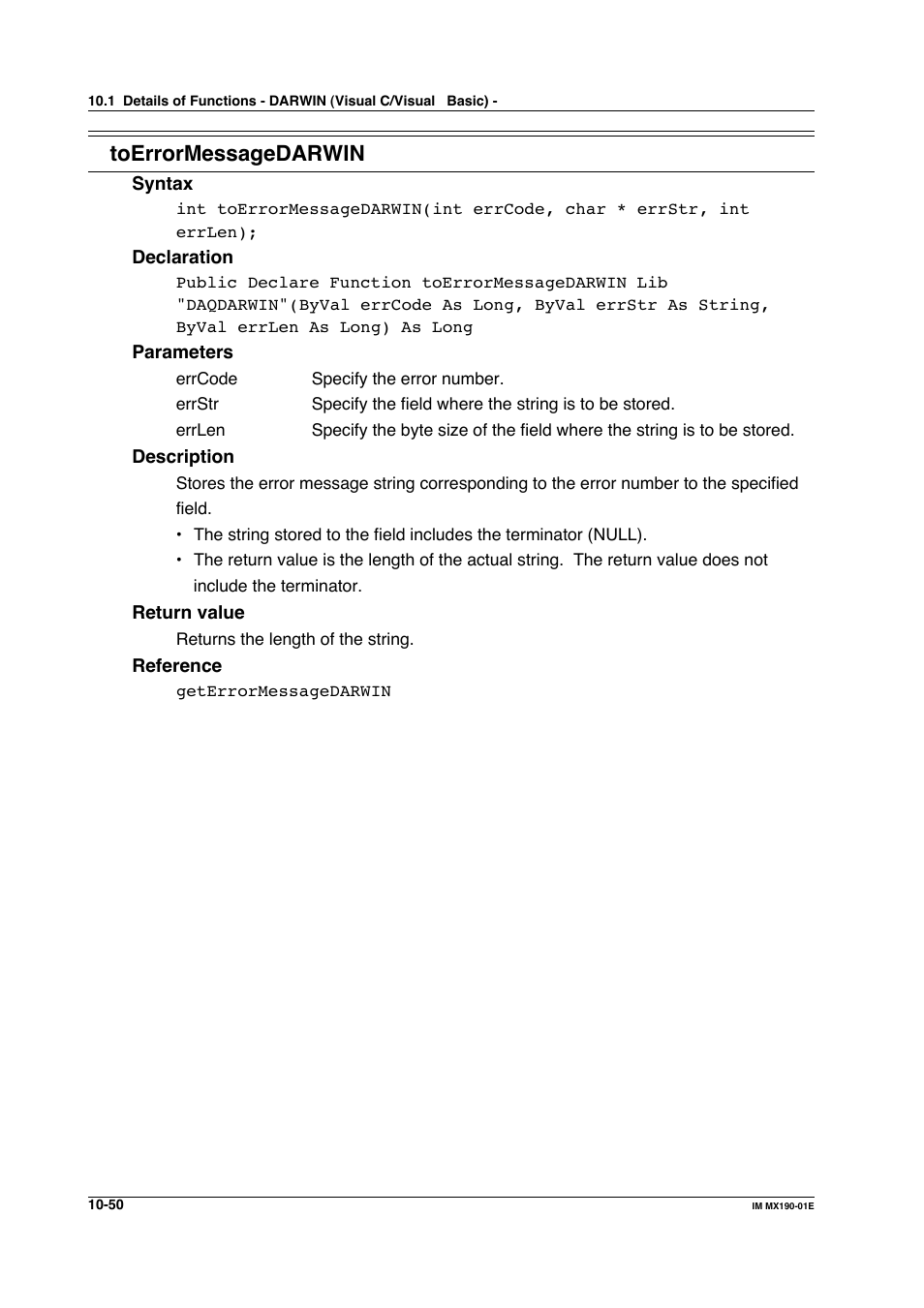 Toerrormessagedarwin | Yokogawa PC-Based MX100 User Manual | Page 548 / 1264