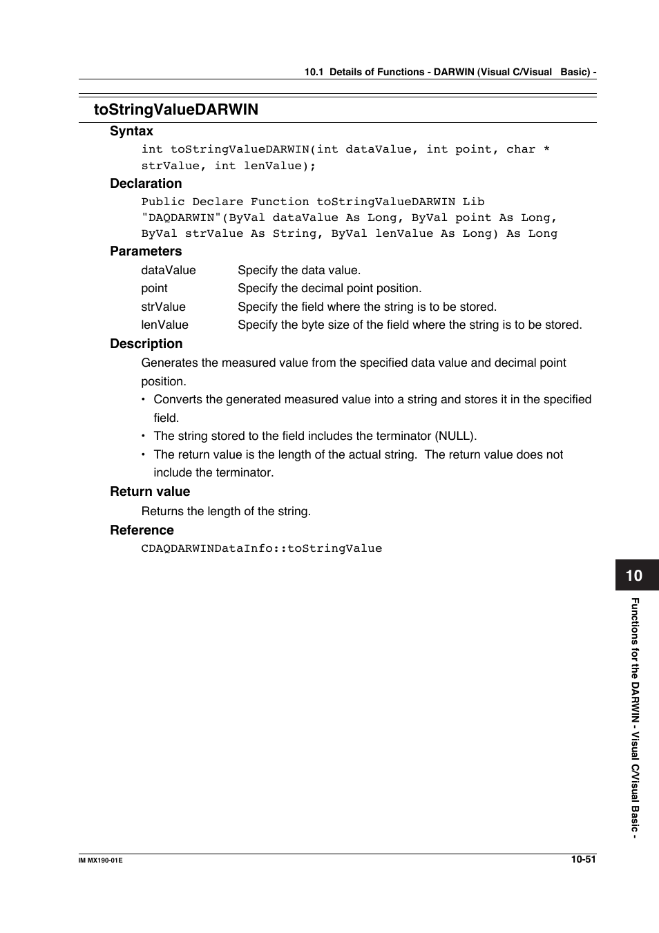 10 tostringvaluedarwin | Yokogawa PC-Based MX100 User Manual | Page 549 / 1264