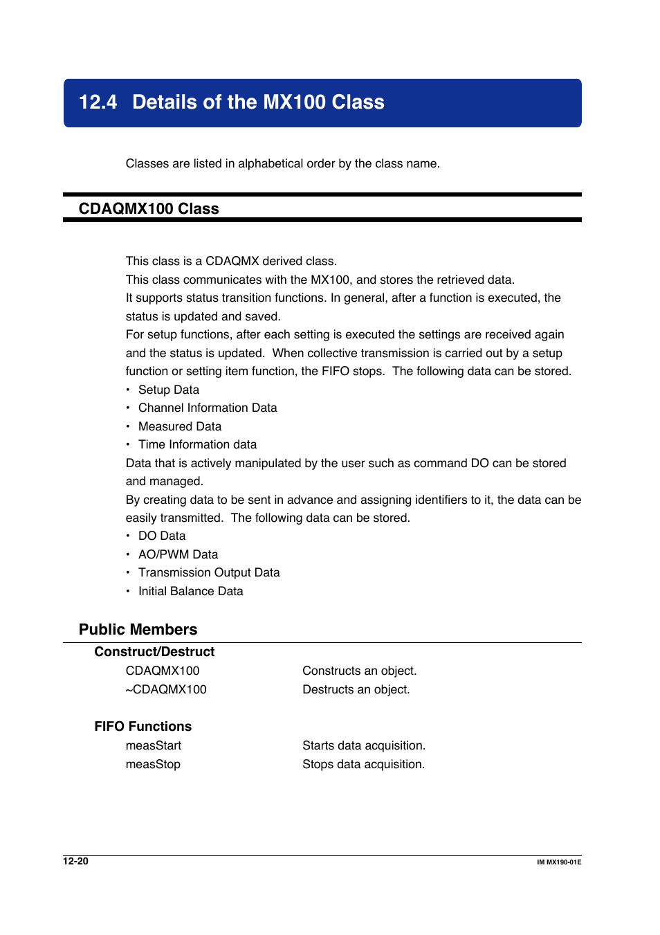 4 details of the mx100 class, Details of the mx100 class -20, Cdaqmx100 class | Public members | Yokogawa PC-Based MX100 User Manual | Page 584 / 1264