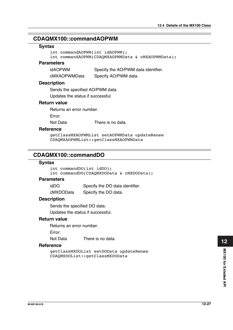 Cdaqmx100::commanddo | Yokogawa PC-Based MX100 User Manual | Page 591 / 1264