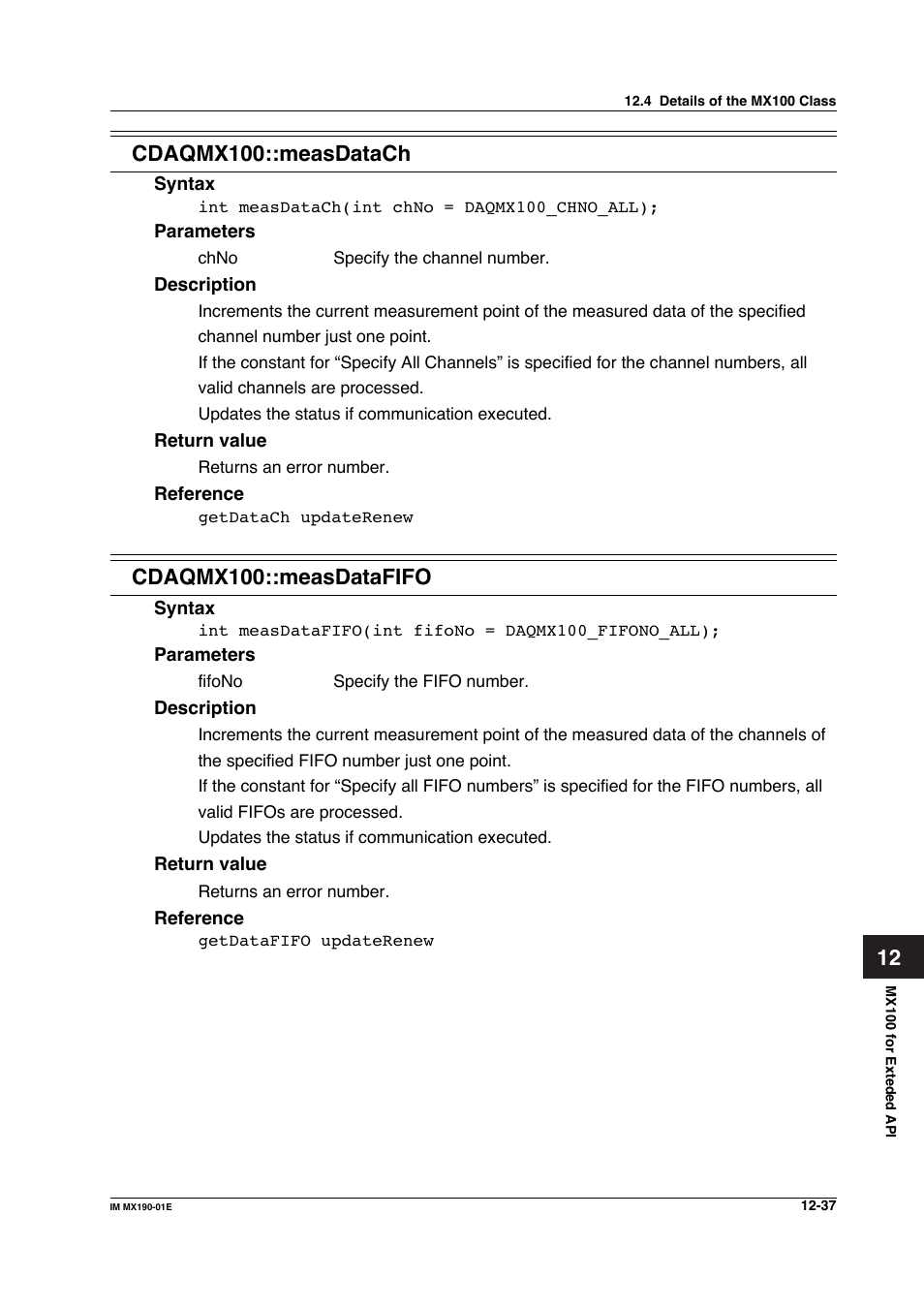 Cdaqmx100::measdatafifo | Yokogawa PC-Based MX100 User Manual | Page 601 / 1264