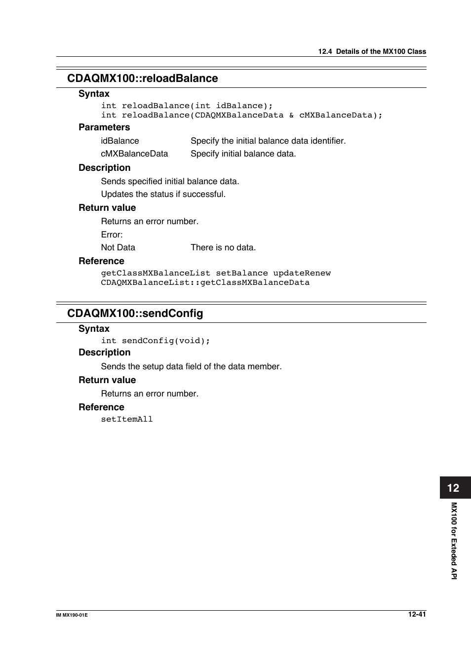 Cdaqmx100::sendconfig | Yokogawa PC-Based MX100 User Manual | Page 605 / 1264