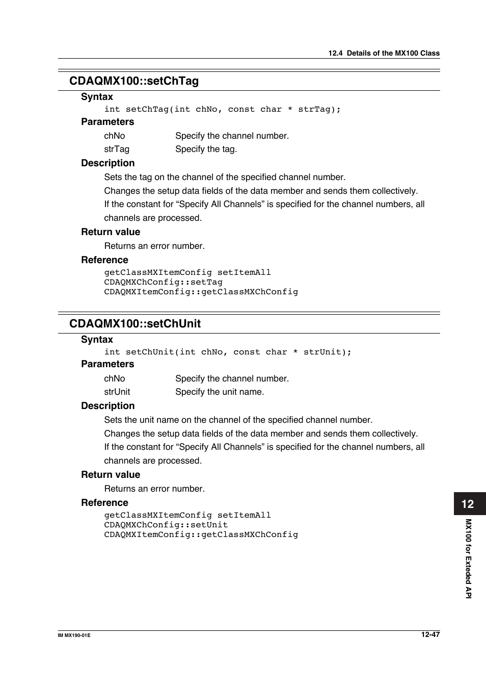 Cdaqmx100::setchunit | Yokogawa PC-Based MX100 User Manual | Page 611 / 1264