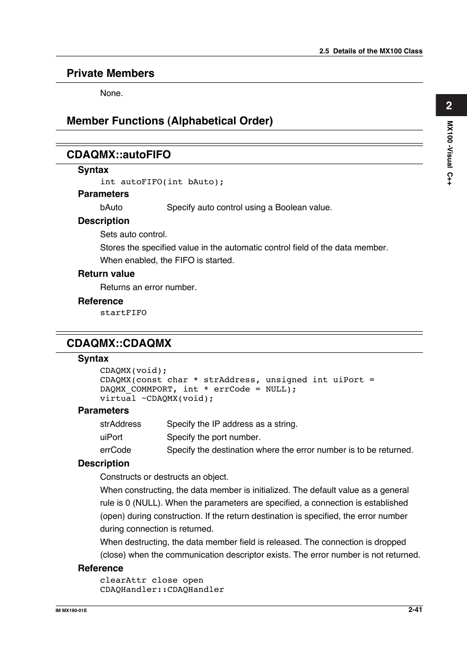 2private members, Cdaqmx::cdaqmx | Yokogawa PC-Based MX100 User Manual | Page 64 / 1264
