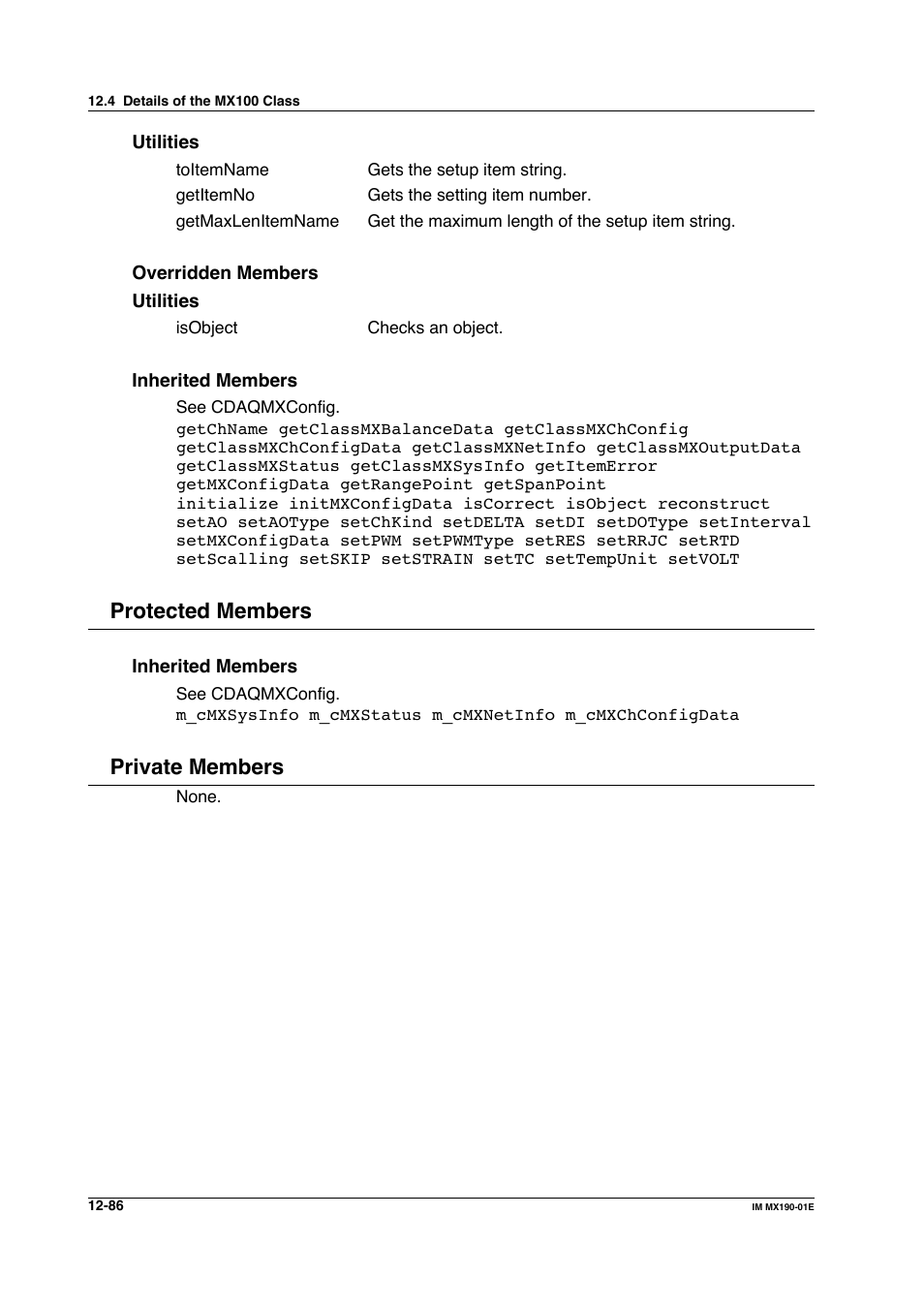 Protected members, Private members | Yokogawa PC-Based MX100 User Manual | Page 650 / 1264