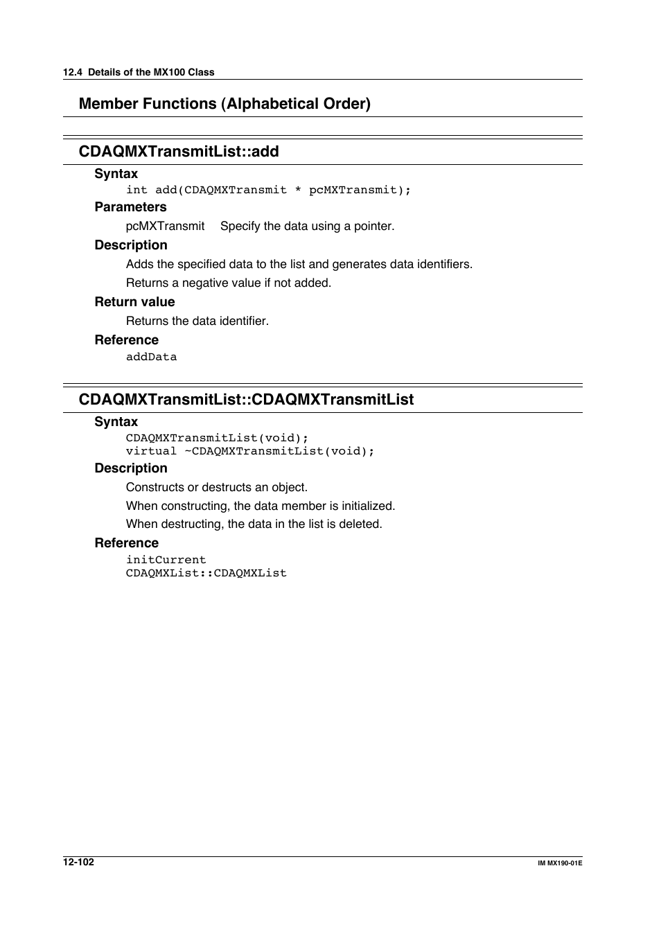Cdaqmxtransmitlist::cdaqmxtransmitlist | Yokogawa PC-Based MX100 User Manual | Page 666 / 1264
