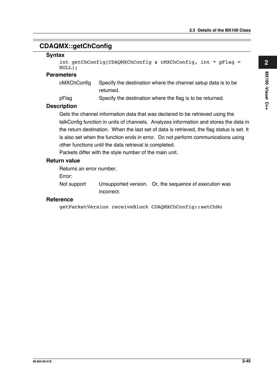 2cdaqmx::getchconfig | Yokogawa PC-Based MX100 User Manual | Page 68 / 1264