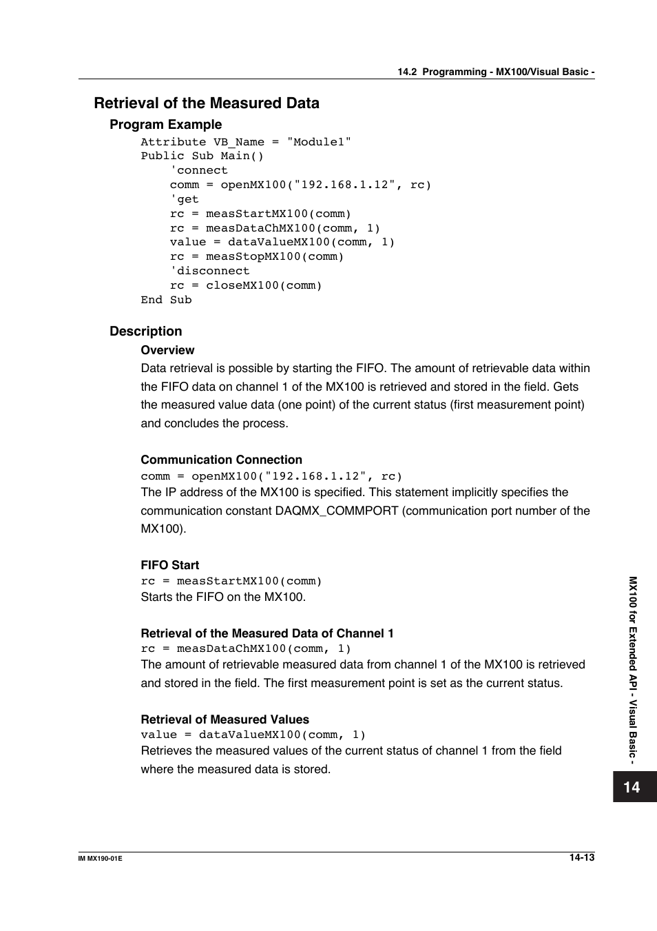 14 retrieval of the measured data | Yokogawa PC-Based MX100 User Manual | Page 699 / 1264