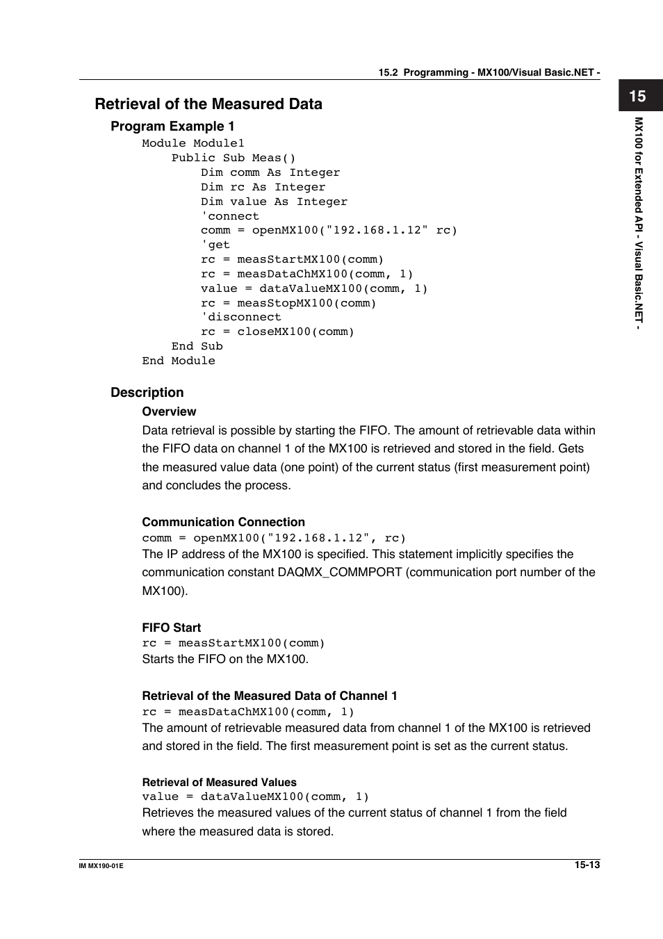 15 retrieval of the measured data | Yokogawa PC-Based MX100 User Manual | Page 715 / 1264