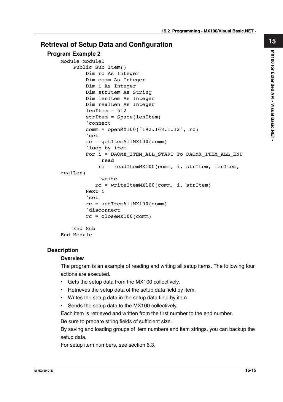 15 retrieval of setup data and configuration | Yokogawa PC-Based MX100 User Manual | Page 717 / 1264