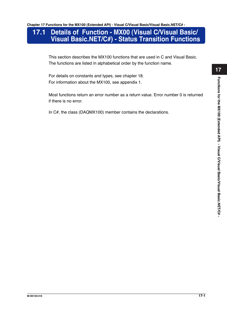 Visual basic.net/c | Yokogawa PC-Based MX100 User Manual | Page 735 / 1264