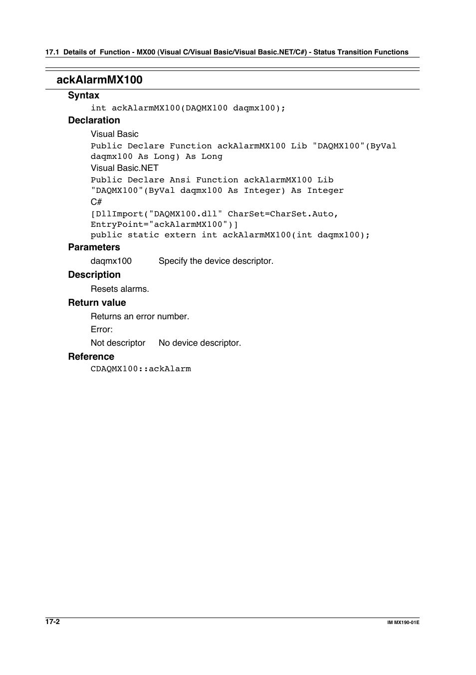 Ackalarmmx100 | Yokogawa PC-Based MX100 User Manual | Page 736 / 1264